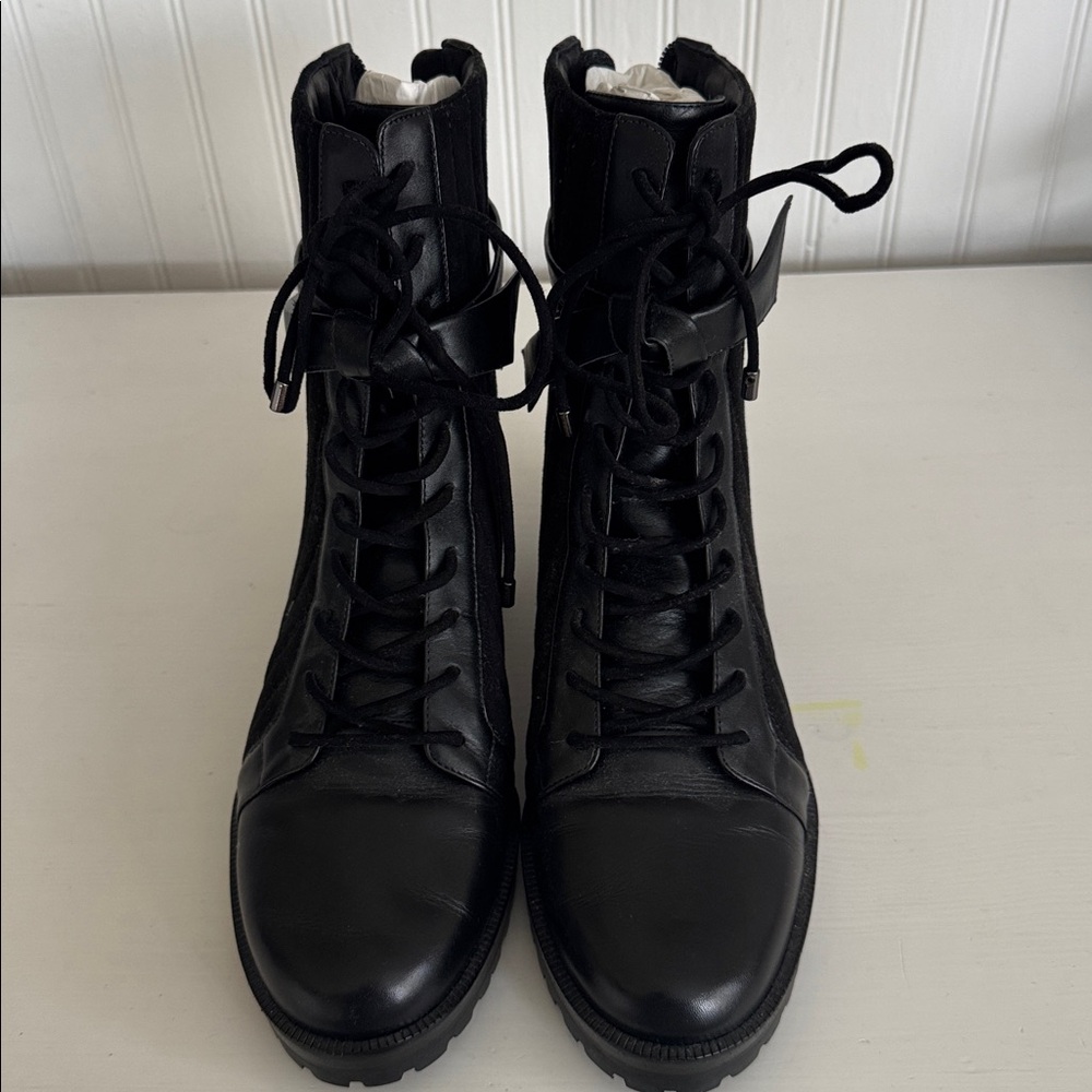 Alexander Birman Black Lace-Up Leather Boots
